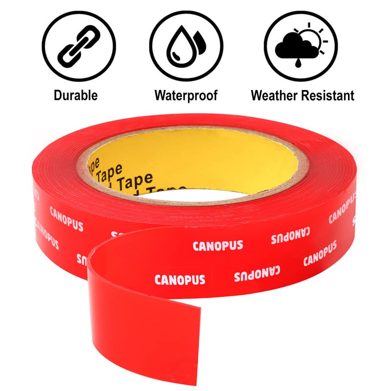 CANOPUS Double Sided Mounting Tape, Very Strong & Heavy Duty, Permanent Clear 4910, 0.25in x 15ft, for Carpet Fixing, DIY Crafts, LED Lights, Car Glass, Home & Office Walls Decoration, Made in USA - Image 2